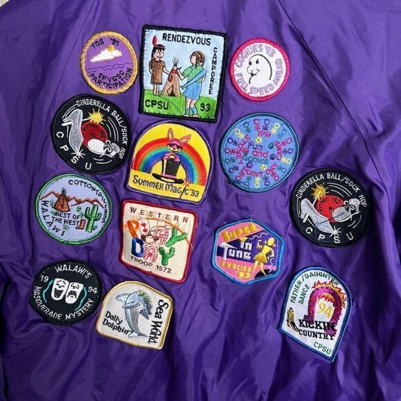 Vintage 80s/90s Girls Scouts Patched Up Jacket 18/20 - Picture 4 of 6